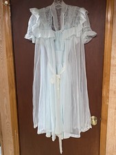 Vintage Kickernick Sheer Chiffon Lingerie Peignoir Robe Nightgown Small / 34