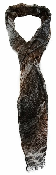 Tigertie Schal In Braun Dunkelbraun Graublau Grau Gemustert - GrößE 190 X 50 Cm-image