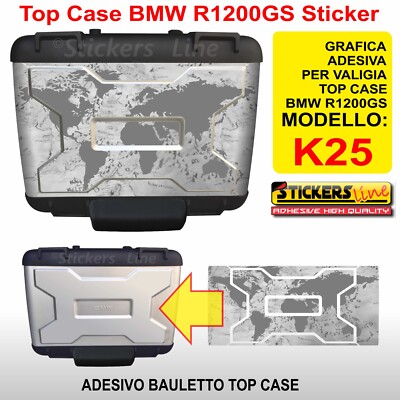 Top Case Sticker BMW R1200GS Planisphere Compass K25 (Grey Globe) Until 2012