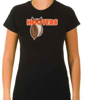 Neu Hooters Eule sexy Kellnerin Brüste amerikanisch 3/4 kurz schwarz T-Shirt Frau K101A