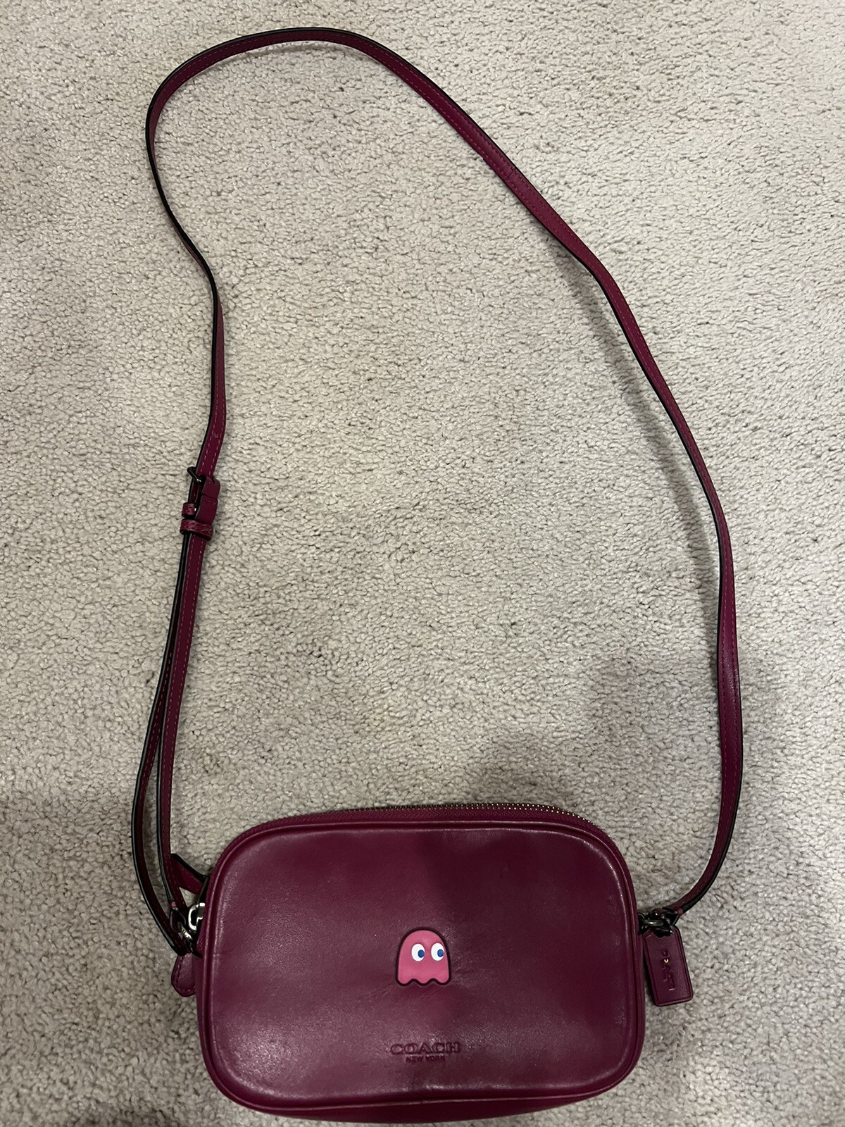 COACH PAC MAN CROSSBODY Hand Bag IN CALF Red LEATHER… Gem