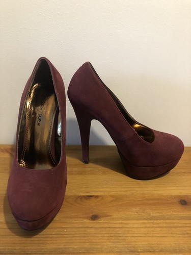 Koi Coiture Burgundy Purple Plum Faux Suede Platform Heels Size 3 (EU 36) |  eBay