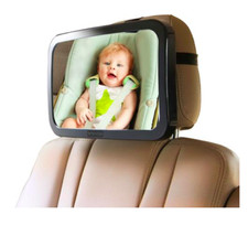 Enovoe Baby Car Mirror with Bonus Cleaning Cloth - Wide, Convex Back Seat Baby