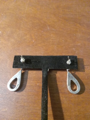 Pendientes colgantes lágrimas esterlinas con esmalte púrpura e iridiscente Filipinas - Imagen 6 de 9