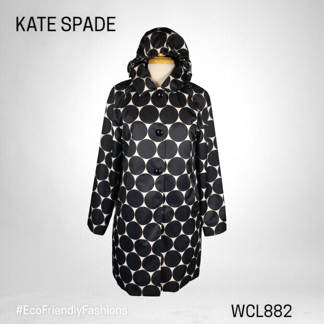 Kate Spade Women s Polka Dot Trench Raincoat Size Medium eBay