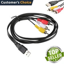 USB Male to 3 RCA AV Audio Video 5FT Cable  Adapter for TV HDTV DVD 1080P US