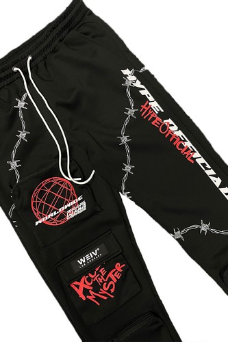 Herren Freizeithose Streetwear schmale Passform Hose Cargo Jogger Hip Hop Grafik Hose - Bild 8 von 32