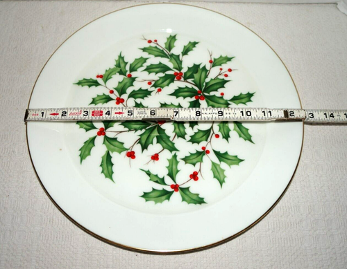 LENOX & OXFORD Bone China Christmas Holly Berry Plate, Candy Dish, Candle Holder - Picture 3 of 13