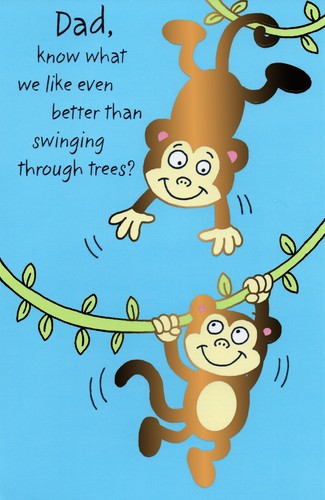 Süße HAPPY VATER'S DAY Karte FÜR TOLLE PAPA, Affen von American Greetings + ✉ - Bild 1 von 4