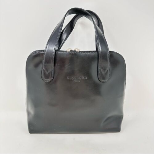 Kesslord Paris Double Strap Dome Top Handle Leather Bag Black