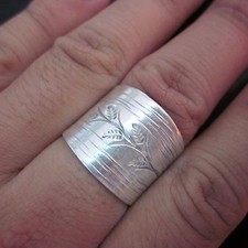 Fine Silver Rings HILL TRIBE Ethno Anello Argento Olive Branches Plants 56053