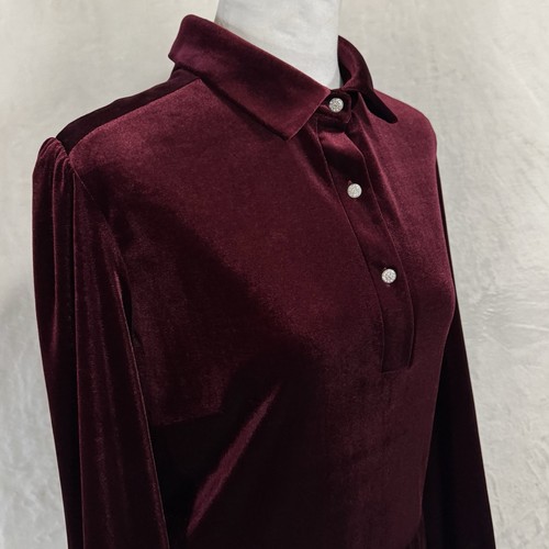 Jude Connally Henley Velvet Mini Dress Size XL Garnet Maroon Boho Gypsy Witch - Picture 4 of 16
