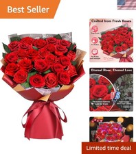 24 Preserved Red Roses Bouquet - Real Roses That Last 3 , Romantic Anniversa...