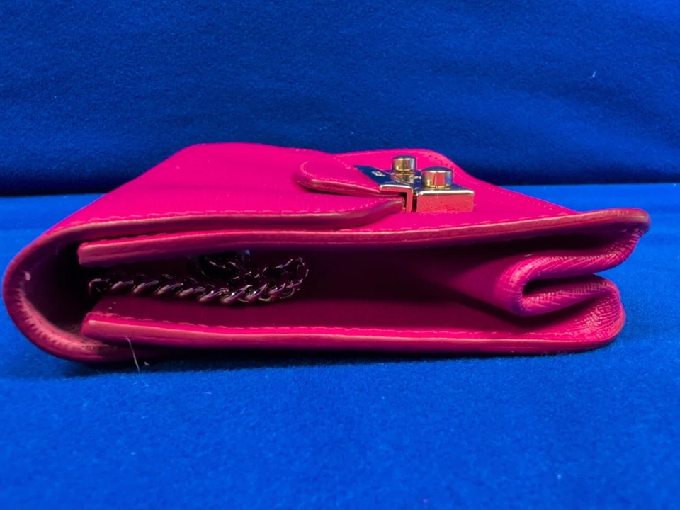 FURLA Hot Pink Fusia Crossbody / Shoulder Purse Gold Chain Leather Pristine VGC - Image 4 of 4