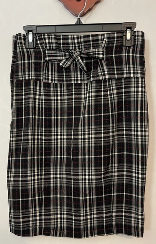 Wet Seal Womens Small Black Plaid Stretch Side-Zip Knee-Length Pencil Skirt! A82 - Picture 4 of 6