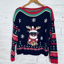 Blizzard Bay Christmas Sweater Size L Multi Long Sleeve Round Neck Pullover
