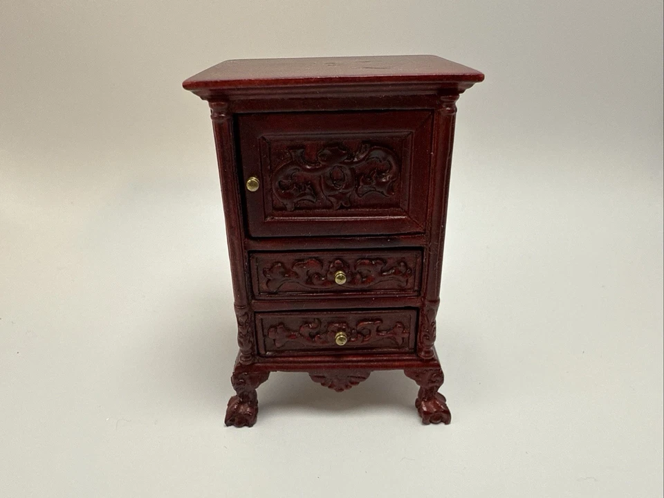 Par de (2) mesa lateral de mogno de madeira miniatura para casa de bonecas Hansson escala 1:12 - Imagem 2 de 4