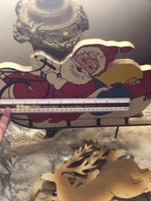 VTG.Christmas YARD Display~ Wood-Dbl. Side-Cutouts SANTA~Reindeer~MCM~