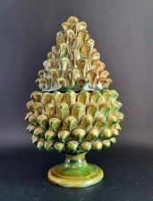 Ceramic Pinecone Box One-Of-A-Kind Green 8 1/2" Tall 