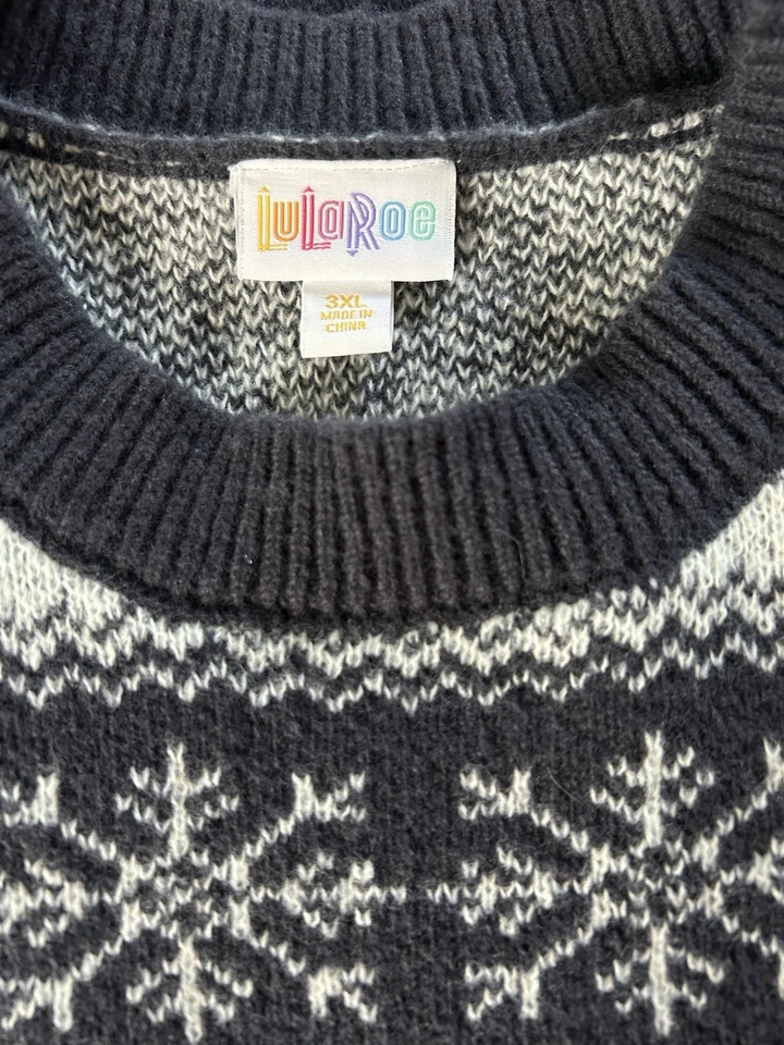 Suéter LuLaRoe Azul Marino Copo de Nieve Isla Justa Peso Medio Súper Suave Talla Grande 3XL Foto 2 de 4