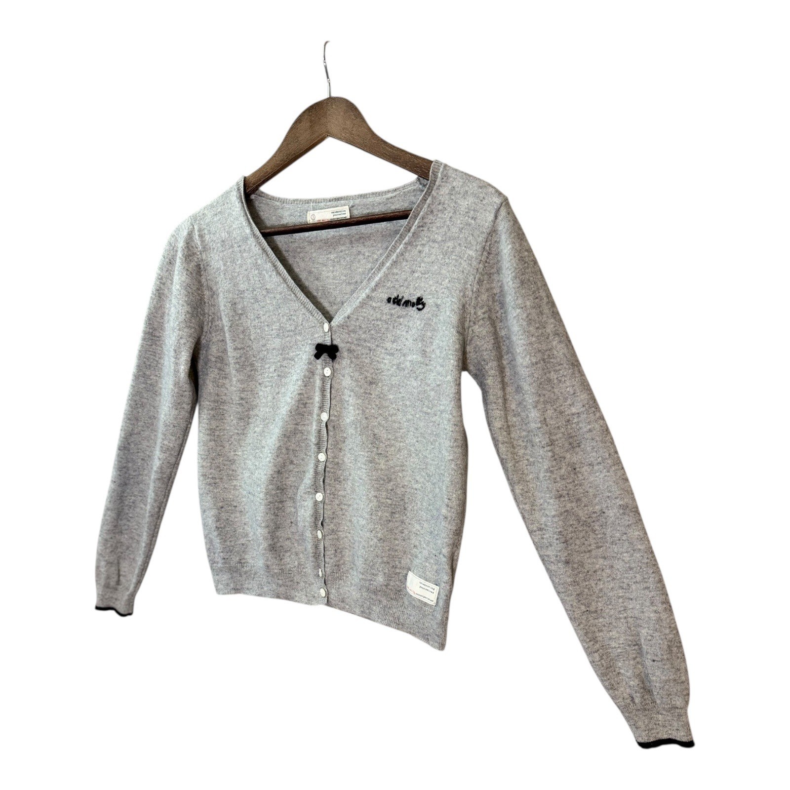 Odd Molly Womens Lambswool Cardigan Sweater S Gray 114 Embroidered Scandinavian