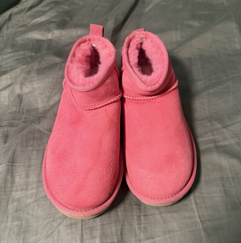 UGG Neumel Unisex Kids US 7 Pink Suede Lined Ankle Bootie Slip-On