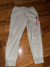 Mens Gray Nike Just Do It Joggers Sweatpants Gray Drawstring Elastic Large