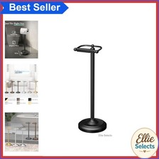 Freestanding Toilet Paper Holder Stand Matte Black 22 Inch Weighted Base Metal