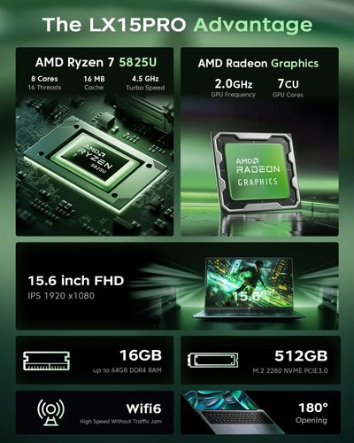 Computer portatile da gioco ACEMAGIC AMD Ryzen 7 5700U Radeon RX Vega 8 Graphics - Zdjęcie 2 z 13