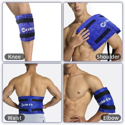 WORLD-BIO Reusable Gel Ice Pack for Knee Injuries and Post-Surgery Pain Relief