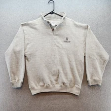 Cuffys Cape Cod Sweatshirt Mens Large Beige Tan Quarter Button Pullover Collar
