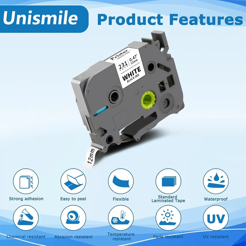 Cinta para hacer etiquetas Brother 200PK P-Touch TZ TZe TZe-231 cinta para etiquetas de 12 mm PT-D210 Foto 4 de 4