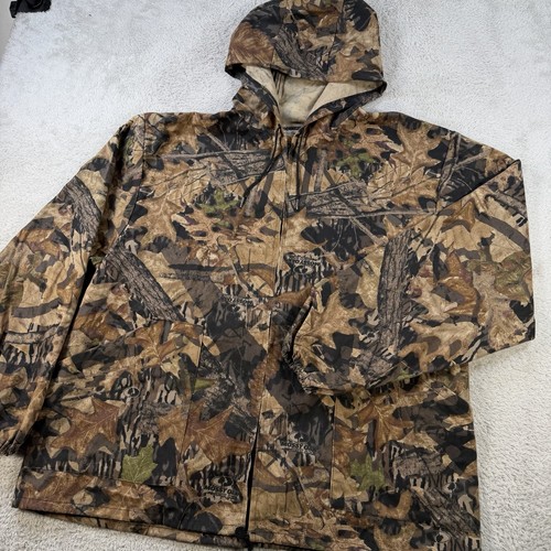 Vintage Mossy Oak Jacket Mens XL Camo Hunting Full Zip Hooded Made USA Outdoor