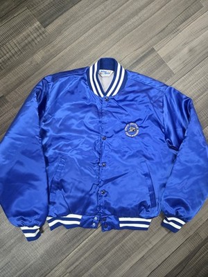Vintage Nylon/Polyester Blue Bomber Jacket Space Shuttle Team Member Size Large 