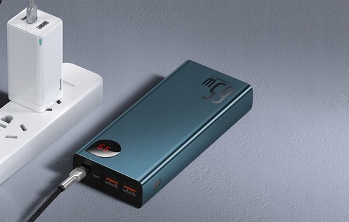 BASEUS ENERGY BANK 20000MAH 65W PD 3.0 QC 4 2XUSB USB-C METAL LED NIEBIESKI - Zdjęcie 10 z 12