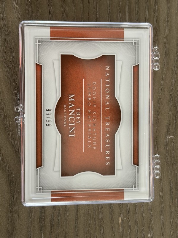 2017 Panini National Treasures Trey Mancini 99/99 Auto Jersey Booklet Card