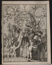 WORLD MAP 1702 SCHERER UNUSUAL ANTIQUE COPPER ENGRAVED ALLEGORICAL TITLE PAGE