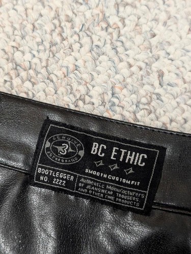 vintage 1990s faux leather PUNK goth pants 33x34 black BC ETHIC hot topic SKATE - Picture 10 of 10