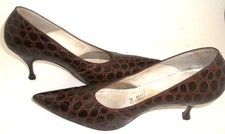 Vintage Early 60's Pointy Curved Heel Authentic Crocodile Pumps 5.5-6M