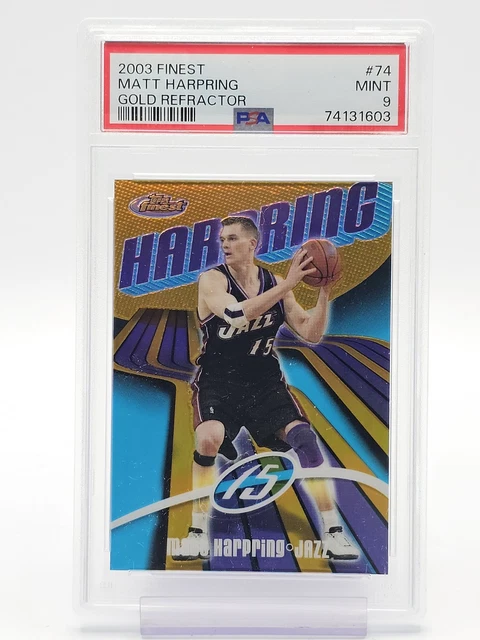Matt Harpring 2003-04 Topps Finest Gold Refractor /25 #74 Jazz PSA 9 Q0004