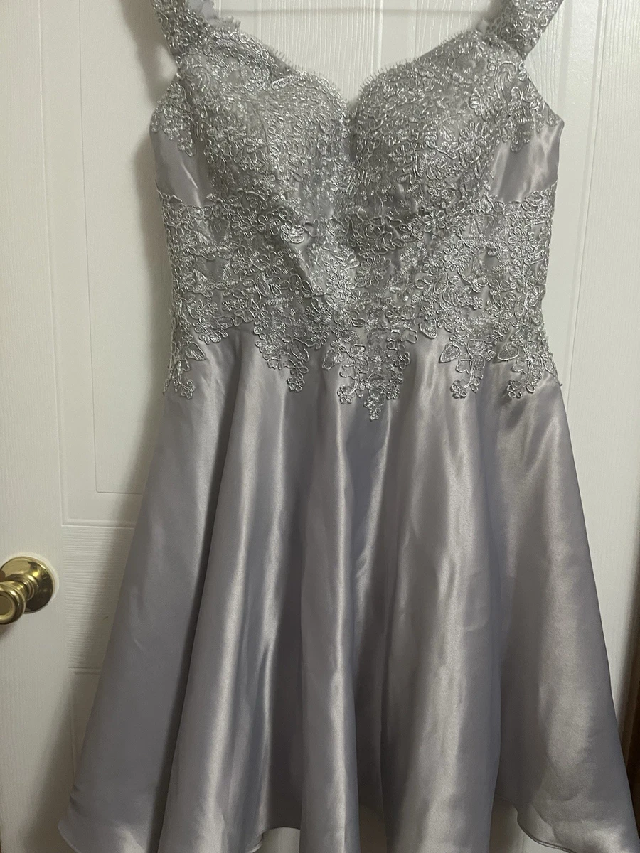 silver lace bridesmaid dresses Gray Lace Top Long Chiffon Bridesmaid Dresses with Sheer Back