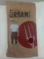 Chef Works Half Bistro Red Apron 18" x 31 one size - New