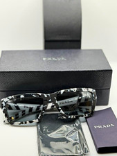 PRADA SPR 04V Sunglasses Black White Gray Pattern 57-17-140 New w/ Box Case