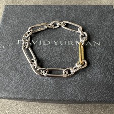 David Yurman Two‑Tone Mixed Link Bracelet 925 Silver 18K Gold Cable 21cm
