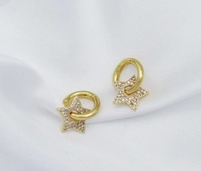 CZ Five Point Star Hoop Earrings, Sku LX80