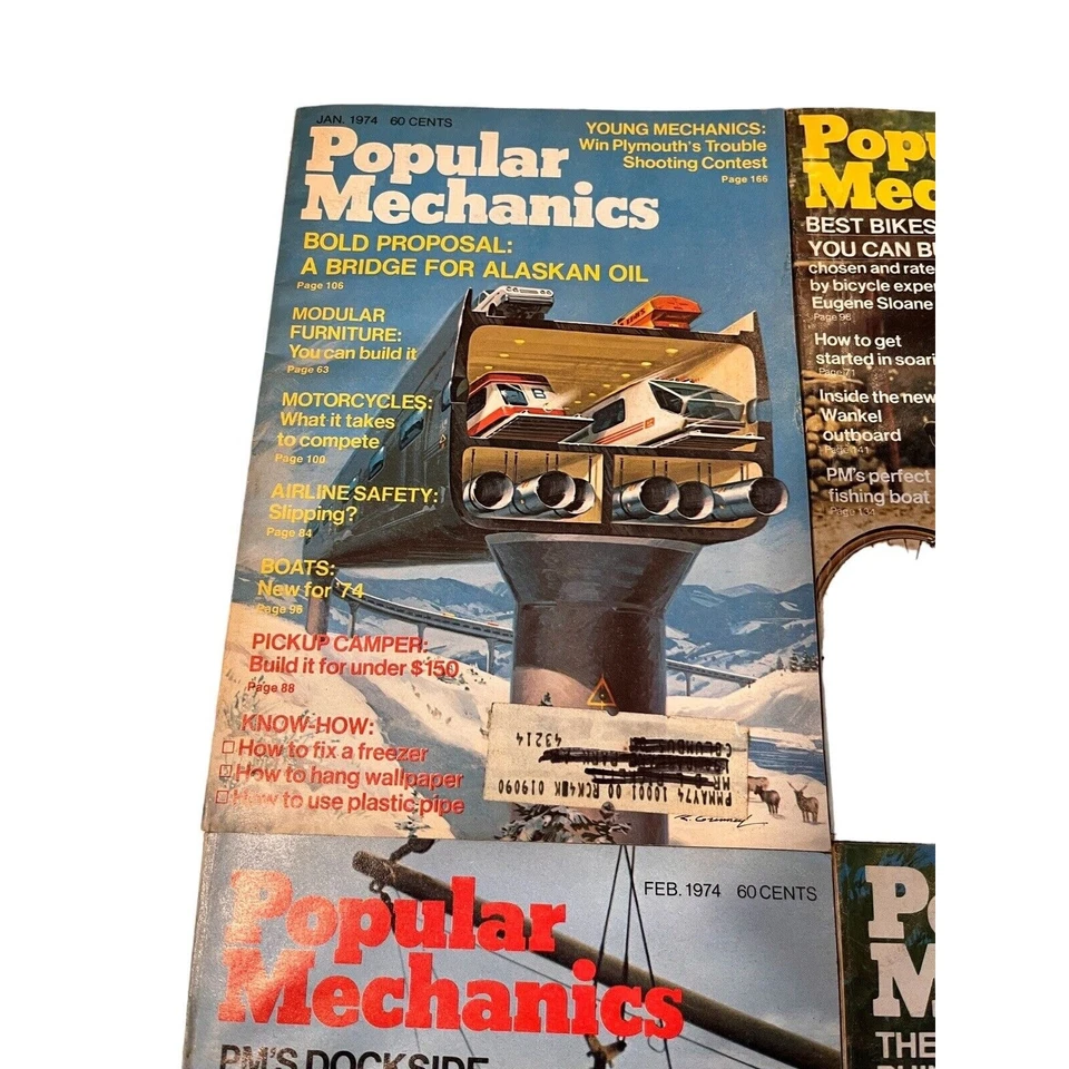 Vintage Popular Mechanics Magazines 1973 & 1974, lot of 4 issues w/ Vintage Ads! - Image 4 of 4