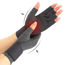 VigorGlove Copper Fit Arthritis Gloves Adjustable Belt Anti-Slip Black 2P XL