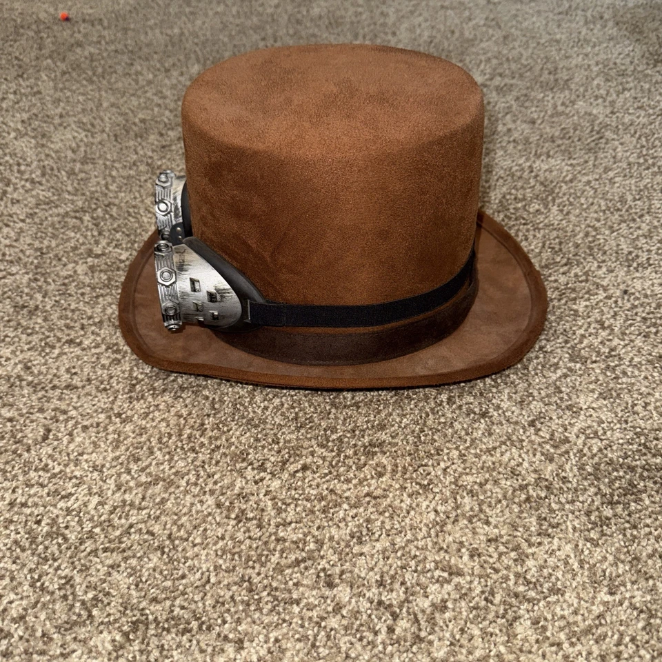 Sombrero de copa Steampunk marrón con banda y gafas extraíbles cosplay aprox 21,5"" Foto 2 de 4