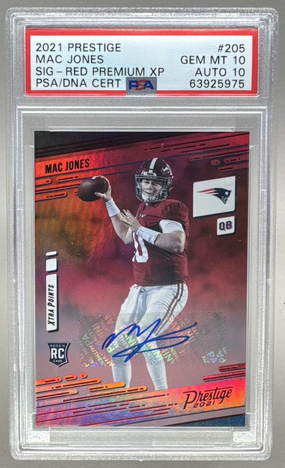 Mac Jones Panini Prestige #205 Xtra Points Red