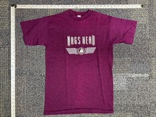 Nags Head Graphic T Shirt Mens M Maroon Striped 100% Cotton Crewneck Made in USA